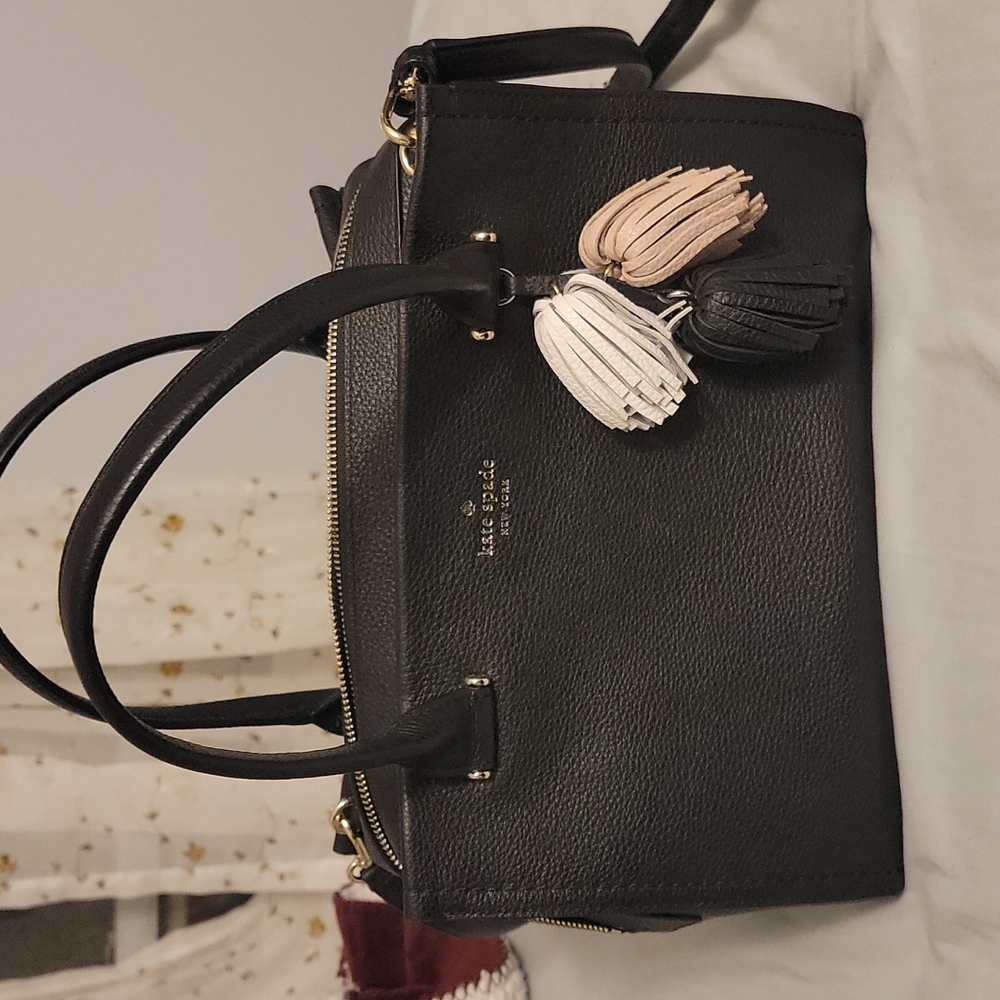 Kate Spade Black Leather Bag with Tassels